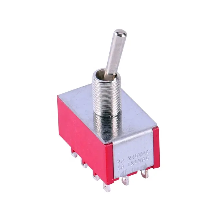 Wholesale Price Sale 3 Way On-Off-On 2A 250Vac/ 5A 125Vac 12Pin Solder Terminal Red Blue Housing Toggles