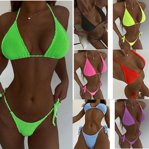 เซ็ตบิกินี่2ชิ้นชุดว่ายน้ำสามเหลี่ยมแบบผูกเชือกสำหรับผู้หญิงชุดว่ายน้ำตามสั่ง - Product Image 2