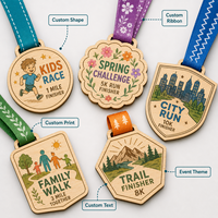 Médaille de récompense sportive en bois écologique au design personnalisé avec logo sur mesure, souvenir de collection