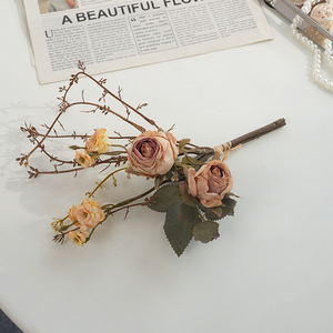 Bouquet de roses artificielles Plain Realm, couleurs automnales, fleurs en soie plastique, accessoires de décoration pour la maison et les mariages - Product Image 5
