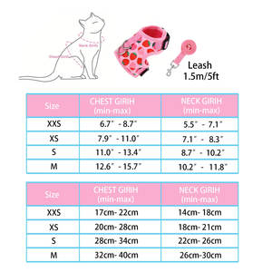 Adjustable Escape Proof Custom jaket kucing peliharaan <span class=keywords><strong>Harness</strong></span> Strawberry dan Set tali rompi untuk berjalan kucing dan anak anjing - Product Image 6