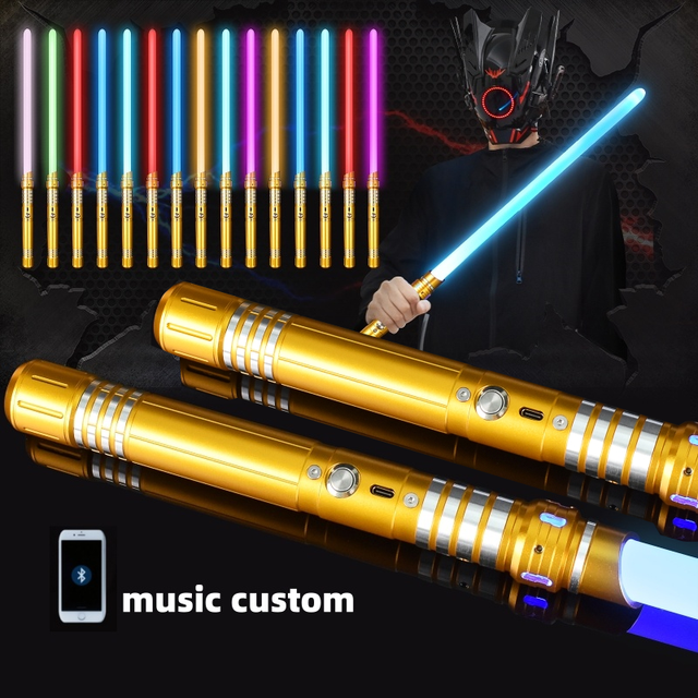2pcs Music Custom Lightsaber High Quality Aluminium Alloy Hilt Heavy Duty Dueling RGB Smooth Swing Blade for Ages Unisex