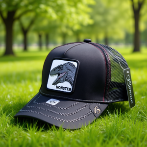 Cappello Monster Trucker a 6 Pannelli in Tessuto a Rete, Regolabile, Unisex, Casual, Primavera-Estate, con Ricamo sul Pannello Frontale - Product Image 2