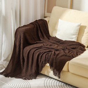 INSHARE Top qualité Super doux <span class=keywords><strong>chaud</strong></span> Design couleurs respirer texturé décor à la <span class=keywords><strong>maison</strong></span> acrylique tricoté jeter couvertures avec gland - Product Image 4