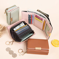 Dompet Wanita Grosir Pabrik, Dompet Kartu Pendek Fashion Custom, Dompet Ramping Wanita dengan Resleting, Tas Kulit PU, Dompet Koin