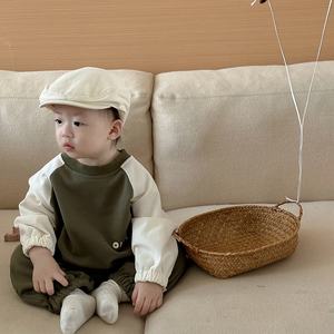 가을 패션 어린이 긴 소매 라운드 넥 장난 꾸러기 소년의 면 <span class=keywords><strong>Onesie</strong></span> 대비 색상 ODM 공급 - Product Image 6