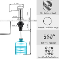 Pompe distributrice en plastique et acier inoxydable Longan Chrome pour désinfectant pour les mains, shampoing, savon, chaussures, cuisine, fabriqué en Chine