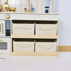 Cuisine de jeu en bois pour enfants avec four, cuisinière, évier, mixeur et bacs de rangement, ensemble de cuisine d'imitation Montessori – Blanc crème - Product Image 5