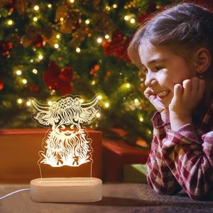 High Quality <b>Acrylic</b> Material Custom Christmas 3D Design Pattern Wooden Base LED Night Light DIY Writing <b>Board</b> Customized Color - Product Image 5