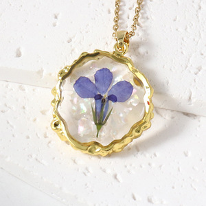 Collar de resina de acero inoxidable 316L de la serie Natural de moda Collar con colgante de gota de pasta de flor eterna Joyería chapada en oro de 18 quilates - Product Image 5