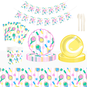 Ensemble de vaisselle sur le thème du sport DAMAI avec des éléments de tennis, assiettes en papier, serviettes, gobelets pour fête d'anniversaire de garçon ou de fille - Product Image 1