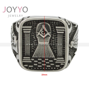 Trang Sức Đầu Lâu Phong Cách Punk Nhẫn Mason Cho Nam Trang Sức Hội Tam Điểm Bằng Thép Không Gỉ Nhẫn Ngón Tay Nam Bằng Titan Hình Vuông - Product Image 3