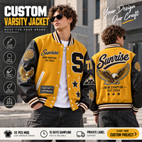 Veste universitaire OEM en chenille épaisse brodée, personnalisée avec patch 3D en relief, veste de baseball en laine avec manches en cuir