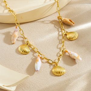 Gold Plated Charm <b>Necklace</b> With Heart Flower <b>Cherry</b> Pendant Seashell Bow Gift Jewelry Zinc Alloy Fashion Pendants - Product Image 4