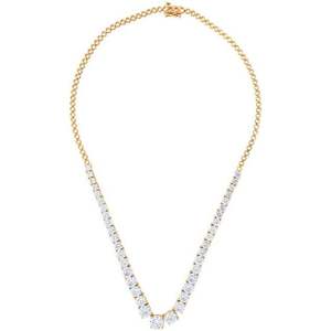 Keeva Jewels สร้อยคอเทนนิส15.00กะรัตเพชรมออิสซาไนต์18นิ้วทำด้วยทองคำ14K สีเหลือง - Product Image 2