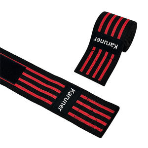 Genouillère de compression Koumei, noire et rouge, avec bandage élastique pour le squat, la remise en forme, l'entraînement et la protection - Product Image 2