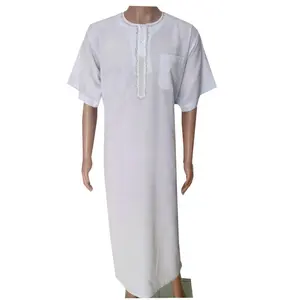 Commercio all'ingrosso Al-Hera marca colore bianco thobe abbigliamento islamico uomo Thawb jubbah