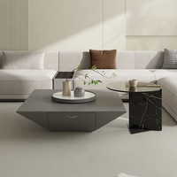 Juego de Mesa de Centro de Estilo Italiano, Ligero y Lujoso, con Forma de Triángulo Invertido, Mesa Auxiliar Cuadrada de Diseño Minimalista para Sala de Estar, con Marco de Madera