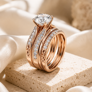 Elegante Set di Anelli Nuziali di Design per Donne, Gioielli da Sposa Delicati e Alla Moda - Product Image 3
