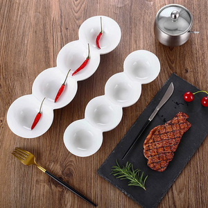Plato de salsa rectangular de <span class=keywords><strong>12</strong></span>/14 pulgadas, platillo de salsa de cuatro rejillas dividido en 4 platos de <span class=keywords><strong>tapas</strong></span> de porcelana blanca de cerámica para Hotel - Product Image 4