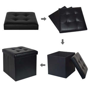 Banc de rangement pliable multifonctionnel moderne et durable en cuir, pouf pour salon, s'adapte sous le <span class=keywords><strong>lit</strong></span> - Product Image 6