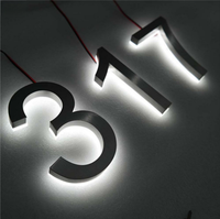 Enseigne de numéro de maison personnalisée en 3D rétroéclairée par LED, cadre en acier inoxydable, panneau en acrylique, étanche IP65, décoration pour maisons, hôtels, bâtiments, promotion