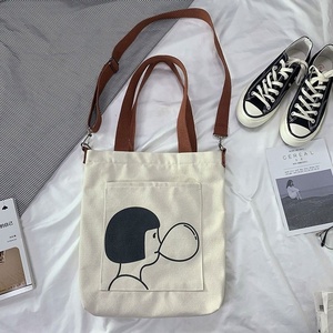 Nouveau Style personnalisé imprimé Logo fourre-tout Shopping coton toile sac femme toile Ins mignon grand avec poignée sac à bandoulière - Product Image 6
