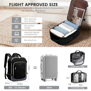 Sac à dos de voyage LOVEVOOK, sac à dos personnel, bagage à main approuvé pour les vols, sac à dos pour ordinateur portable 17 pouces, sac de voyage pour <span class=keywords><strong>week</strong></span>-<span class=keywords><strong>end</strong></span>, sac de voyage pour une nuit, sac à dos unisexe - Product Image 3