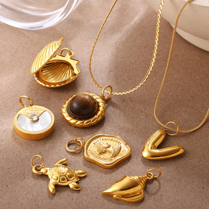 Moda oro fai da te ciondolo ciondolo conchiglia disegno a cuore <span class=keywords><strong>di</strong></span> <span class=keywords><strong>pesce</strong></span> per bracciale collana creazione <span class=keywords><strong>di</strong></span> gioielli - Product Image 1