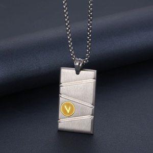 Collier pendentif personnalisé en acier inoxydable brossé pour hommes, avec texte et logo, vente en gros - Product Image 5