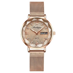 Montre pour femme POEDAGAR, acier inoxydable, maille or rose, simple, étanche, lumineuse, montres pour femmes, quartz de luxe, élégante - Product Image 2