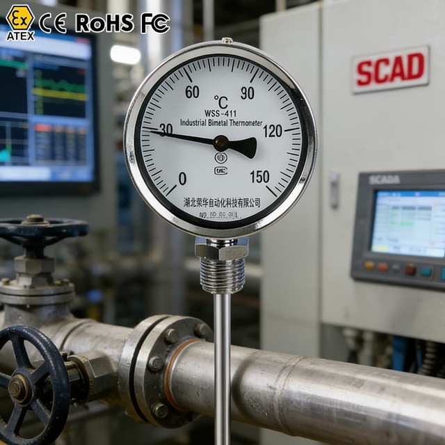 Bimetal Thermometer Bimetallic Stemmed Thermometer Thermometer Manufacturers Bimetallic Gauge Dial Stem Pt100 Rtd Sensor