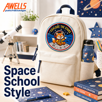 Écusson brodé personnalisé renard astronaute, badge de mission spatiale lunaire pour vestes, sacs à dos, casquettes et vêtements pour enfants AWELLS
