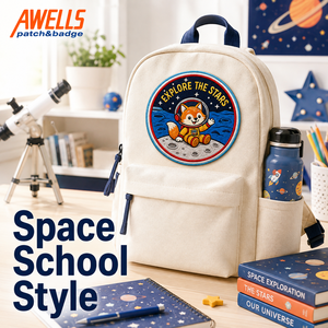 Écusson brodé personnalisé renard astronaute, badge de mission spatiale lunaire pour vestes, sacs à dos, casquettes et vêtements pour enfants AWELLS - Product Image 6