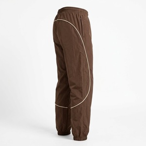 <b>Men</b> Brown Drawstring <b>Elastic</b> <b>Waist</b> Casual Jogger Pants With Side Stripe Windbreaker <b>Trouser</b> Polyester Track Pants Autumn Wear - Product Image 3