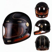 Nuevo Casco de Motocicleta Unisex de Fibra de Carbono Retro Integral con Certificación 3C, Apto para Todas las Estaciones, Estilo Cruiser y de Carreras