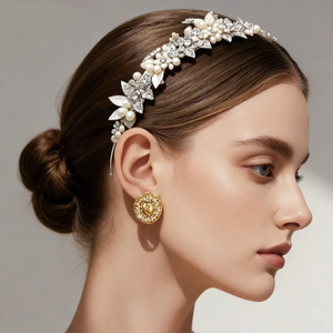 Nuovo Arrivo: Elegante Fascia per Capelli con Fiori e Foglie in Cristallo per Matrimoni, Balli e Compleanni - Accessori per Capelli Personalizzabili - Product Image 1