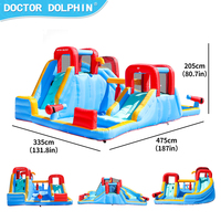 Château gonflable Doctor Dolphin pour enfants, toboggan gonflable extérieur, château gonflable, château d'eau, tissu Oxford 420D+840D 4