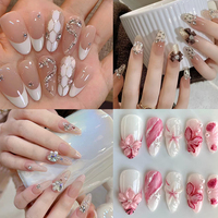 Ongles artificiels romantiques réutilisables et économiques, design de qualité salon, longue durée, en ABS, à presser