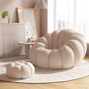 Sofá Modular Moderno Seção Abóbora com Cadeira Lounge de Tecido Redonda e Otomano para Sala de Estar, Sofá Bean Bag Moderno - Product Image 1