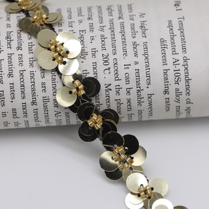 Bán buôn đính cườm ren Trims Sequins Hoa Ngọc Trai Bạc <span class=keywords><strong>sequin</strong></span> <span class=keywords><strong>TRIM</strong></span> forgarment DIY Vàng Phía Trước cạnh - Product Image 5