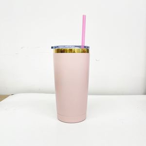 USA Warehouse 25 Pack Vacuum Insulated Classic Style Eco-Friendly 20oz Colored Mirror <b>Gold</b> Plated Tumblers Lid Straw Laser - Product Image 2