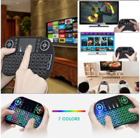 Mini clavier personnalisé, souris aérienne, rétroéclairage 7 couleurs, 2.4g, télécommande I8 Air Mouse avec récepteur USB