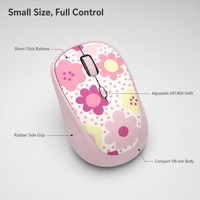 Mouse Nirkabel Mini Pink Lucu 4 Tombol Jangkauan 10m Ergonomis Khusus Tangan Kanan untuk Komputer Mac Laptop PC Notebook
