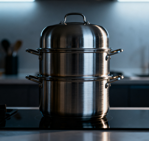 סיר אידוי נירוסטה 3 קומות - קיבולת 10 ליטר, עמיד ורב שימושי לבישול ירקות/אורז/פירות ים - Product Image 2
