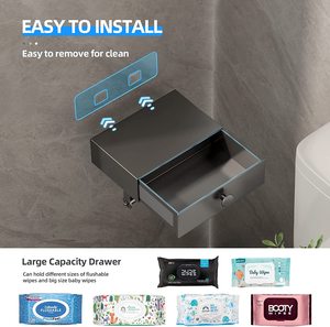 <span class=keywords><strong>Porta</strong></span> <span class=keywords><strong>carta</strong></span> <span class=keywords><strong>igienica</strong></span> autoadesiva moderna in lega di alluminio con mensola <span class=keywords><strong>e</strong></span> cassetto nascosto per il bagno - Product Image 2