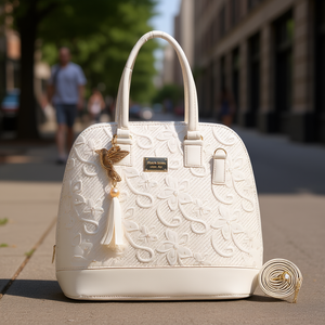 Bolso Bandolera Blanco para Mujer Fana Ayla M3779, de Microfibra con Estampado Floral, Bolso Casual con Adorno de Perla - Product Image 2