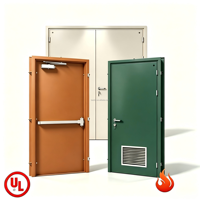 Puerta de Emergencia de Acero Galvanizado Resistente a la Intemperie, con Clasificación UL 10C Contra Incendios, Resistente a la Corrosión, para Acceso al Techo de Garajes