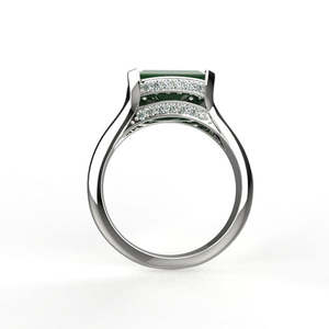 Faux <b>Emerald</b> <b>Silver</b> Diamond <b>Ring</b> For Girls &amp; Women - Product Image 1