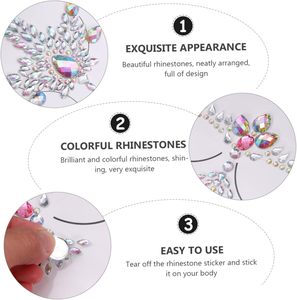 Pezoneras de diamantes de imitación, cubrepezones de cristal autoadhesivos e impermeables, accesorios para pintura corporal para fiestas - Product Image 3